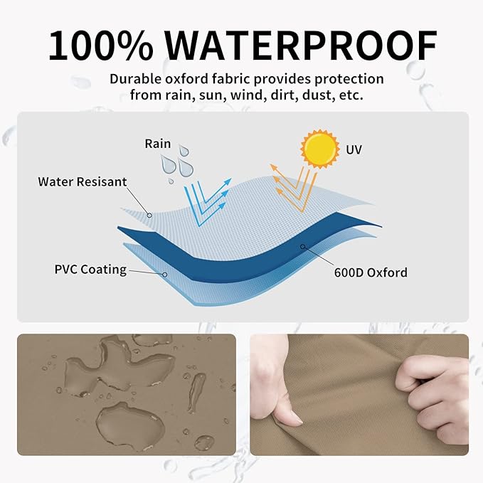 Easy-Going Waterproof Outdoor Couch Cover, Heavy Patio Furniture Sofa Cover Windproof Durable (104Wx40Dx33H inch,Camel/Dark Brown)