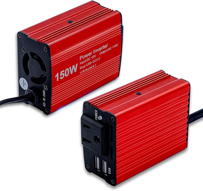 150W Power Inverter 12V DC to 110V AC Car Laptop Charger Fast Charger Converter with 2 USB Ports Car Laptop Charger, Car Adapter for Plug Outlet