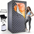 Portable Sauna for Home, Upgraded Personal Steam Sauna Box with 3L 1200W Steamer, Folding Chair, Extra Large Size Foldable Home Sauna 3’X 3’X 5.9’, Full Body Sauna Tent for Relaxation Spa, Gray