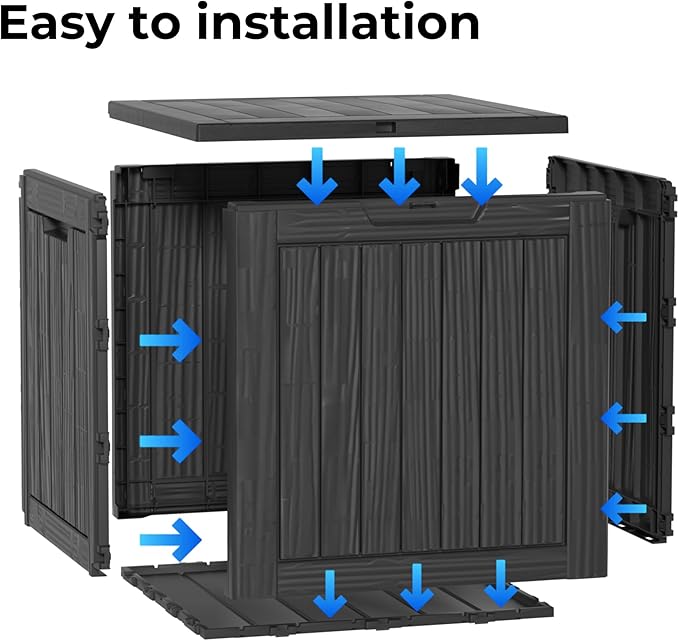 30 Gallon Waterproof Outdoor Storage Box - All-Weather Deck Box for Patio & Pool, Lockable Resin Patio Deck Box with UV Protection, Matte Black