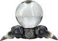 Pacific Giftware Raven Skulls and Crystal Ball Figurine, 5.5-inch Length, Cold Cast Resin, Table Decoration