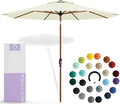 Midtown Umbrellas Sunbrella Umbrella Outdoor Patio Umbrella 2-9 Feet in Canvas Natural Acrylic Fabric, Auto-Tilt Aluminum Frame For Backyard Umbrella, Deck Umbrella & Porch Umbrella - Wooden Pole