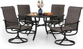 PHI VILLA Patio Dining Set 5 Piece, 4 Breathable Textilene Swivel Patio Chairs and 1 Round Metal Table with 1.57" Umbrella Hole, All Weather Resistant for Lawn Garden