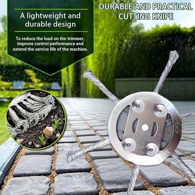 6 Inches Steel Wire Grass Trimmer Head, 2025 New Wire Trimmer Head Replacement for Electric Battery Powered Cordless String Trimmer（ 6 Blade (1)