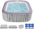 Inflatable Hot Tub for 4-6 Adults – Portable Blow Up Hot Tub with 130 Air Jets, FastFill System & Thermal Cover – Outdoor Spa Hot Tubs for Patio, Backyard & Travel Use (Laminated PVC Square)