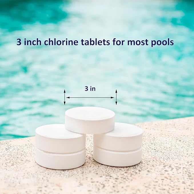 PROFELIZ 3 Inch Pool Chlorine Tablets, Slow-Dissolving Spa Sanitizer Eliminate Bacteria Algae Stabilized Chlorine for Swimming Pools Hot Tubs Spa Treatment (80lbs)