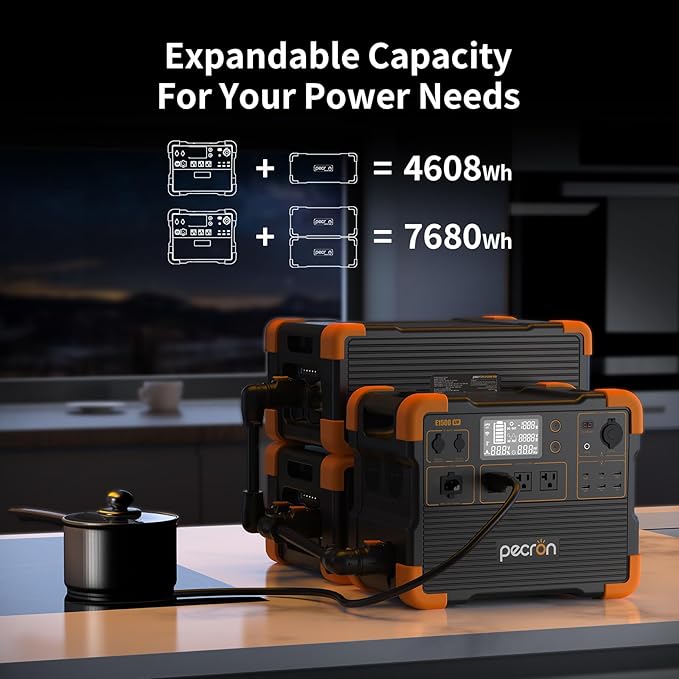 pecron E1500LFP Solar Generator with 2x300W Solar Panels,1536Wh/2200W Portable Power Station LiFePO4 Battery Backup for Home Use, Camping, RV