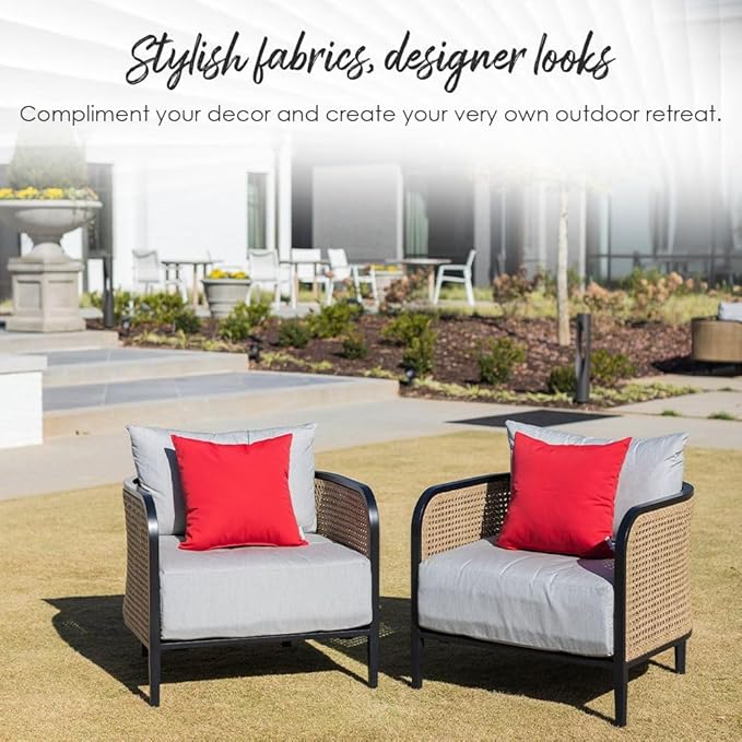 RSH DECOR: Lumbar & Square Throw Pillows Set of 4 | 20" x 12" & 17" x 17" | All-Weather Spun Fabric | Water and Fade-Resistant | Outdoor Accent Pillows for Patio Furniture | Medlo Sonoma