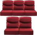 Luxury 24x24x6 Inch Smile Outdoor Cushions for Patio 5 Piece Set - Set of 5 Zippered Outside Pillows for Wicker Dining Rocking Swivel Chairs Loveseat Couch Sectional Sofa - Red