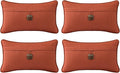 Outdoor Decorative Pillows with Coconut Button Pack of 4, 20" x 12" Outdoor Pillow Set for Couch Bed Throw Patio Sofa, Coral Red