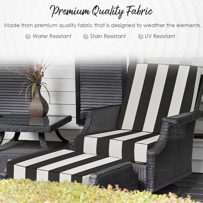 RSH DECOR: Deep Seating Cushion with Pillow Back | 24” x 27” Seat | All-Weather Spun Fabric | Water and Fade-Resistant | Outdoor Chair Cushion Set for Patio Furniture | Red