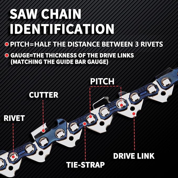 E & S 3 Pack 20 Inch Chainsaw Chain .325" Pitch .050" Gauge 80 Drive Links Semi-Chisel Chain Saw Chains for Husqvarna, Poulan, Craftsman, Greenworks and More Chainsaw Brands