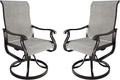 Amopatio Patio Swivel Chairs Set of 2, Outdoor Swivel Rocker Dining Chairs with All Weather Textilene High Back & Metal Frame, for Backyard Deck Lawn, Light Gray