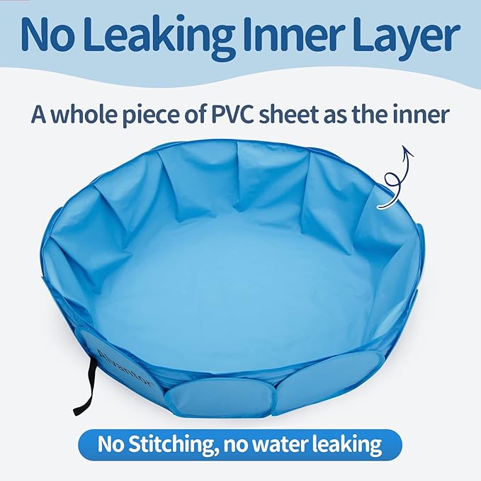 Alvantor Pet Swimming Pool Dog Bathing Tub Kiddie Pools Cat Puppy Shower Spa Foldable Portable Indoor Outdoor Pond Ball Pit 42" x12" Patent Pending
