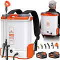 Battery Powered Backpack Sprayer 4.2Gallon, 45-90PSI Adjustable Pressure, 6 Hours Long Battery Life, Electric Backpack Garden Sprayer with 6 Spray Nozzles for Lawn, Garden, Yard