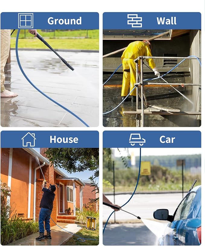 Pressure Washer Hose 75FT 3/8" for Cold and Hot Water 212°F, with Swivel Quick Connect, 4500PSI Kink Resistant Grade Steel Wire Braided, Power Washer Hose With 2pcs M22-14mm Adapter