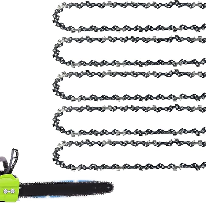 5 Pack 12 Inch Chainsaw Chain 45 Drive Links 3/8" LP Pitch .050" Gauge Fit ECHO CS-271T, GREENWORKS 20262, MAKITA EA3200S, RYOBI P548, EGO CSX3000, DEWALT DCCS620B HUSQVARNA, CRAFTSMAN- S45