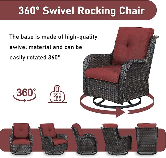 Wicker Outdoor Conversation Se with 50,000 BTU Gas Propane Fire Pit Tablet-6 Pieces Outdoor Wicker High Back Couch Patio Furniture for Deck Poolside Backyard