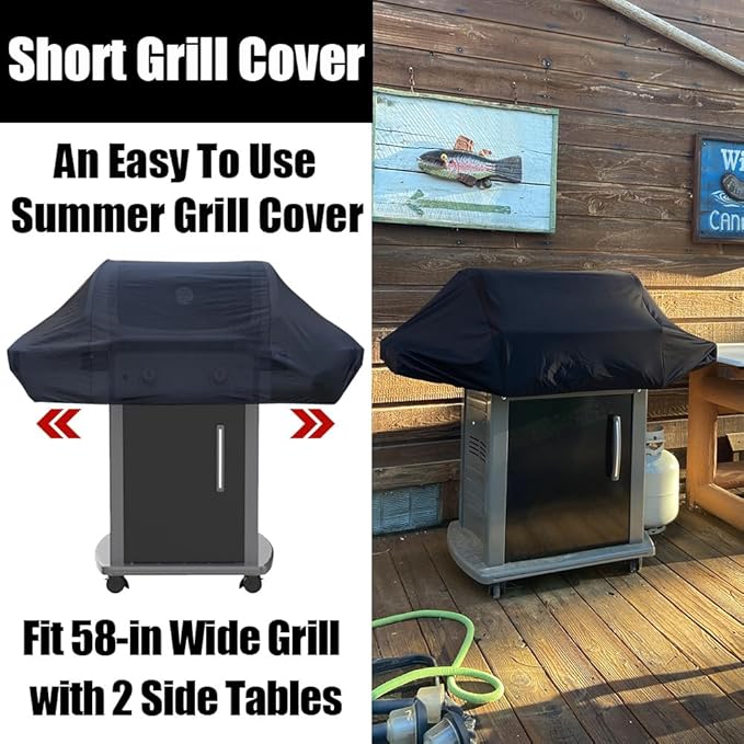 Short BBQ Grill Cover Lightweight Waterproof Outdoor Summer BBQ Gas Grill Covers 58 inches