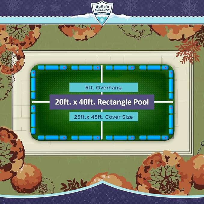 Buffalo Blizzard Supreme 20 ft x 40 ft Rectangular Winter Pool Cover | Green/Black | Closing Inground Swimming Pools | Easy to Install | Heavy Duty, Cold & UV Resistant | Shields from Seasonal Debris