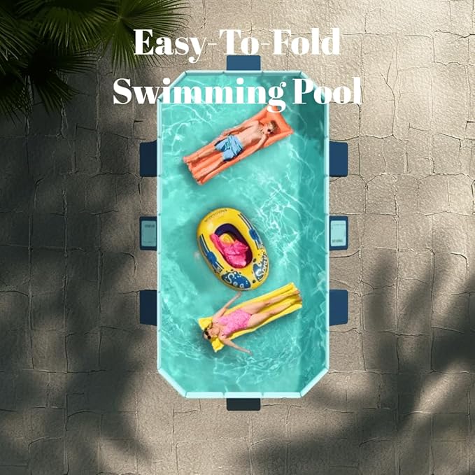 Foldable Swimming Pool, Non-Inflatable Kids' and Adults' Outdoor Large Swimming Pool, Anti-Slip PVC Family Pool, Summer Water Party for Outdoor, Garden, Backyard (Small)
