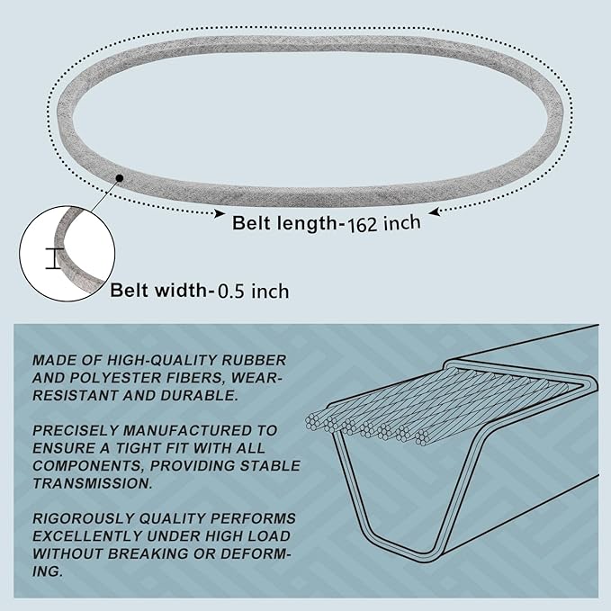 1/2x162'' Mower Deck Belt 754-04240, 954-04240,Kevlar Mower Belt for Cub Cadet LTX 1050 LTX1050VT SLTX1050 754-04240 MTD Craftsman (754-04240)