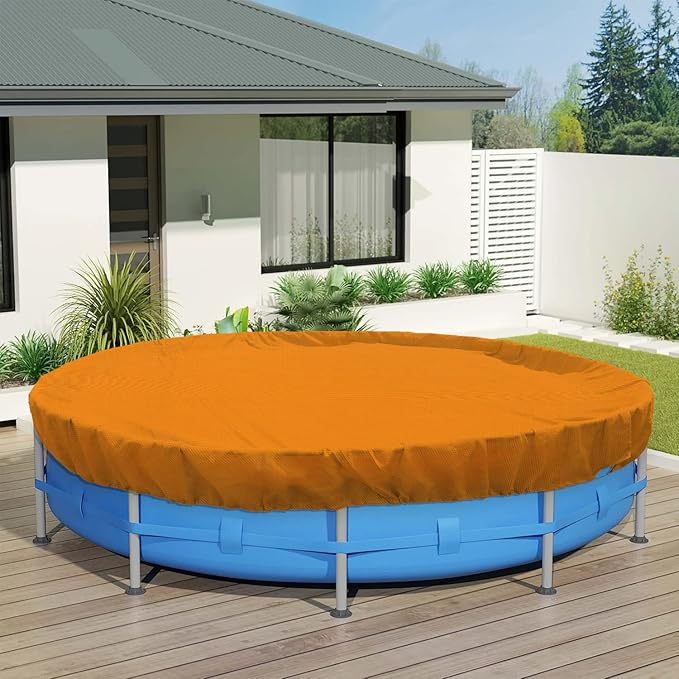 ECOOPTS 17 ft Round Pool Cover for Above Ground Pools, Swimming Pool Cover Protector Winter Safety Cover (Orange)
