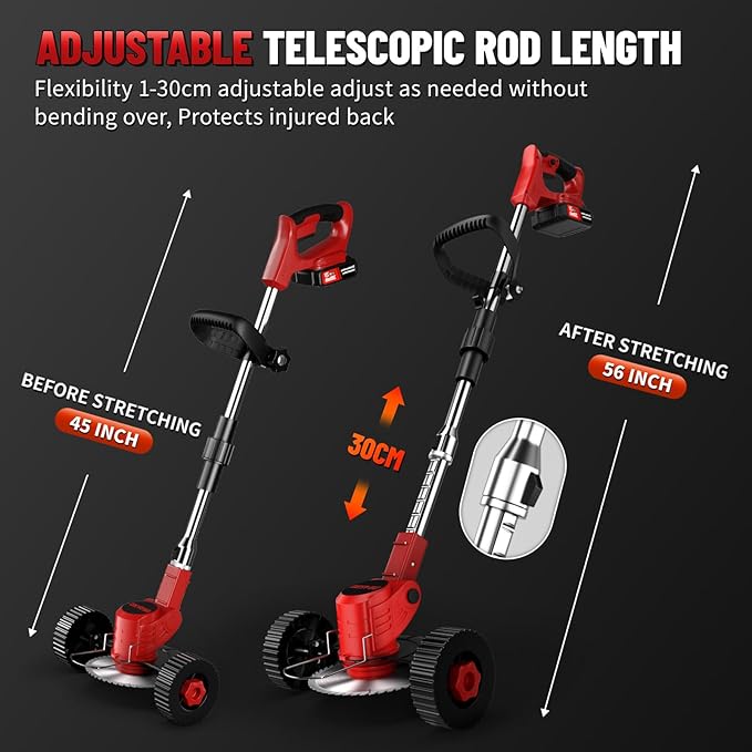 Cordless Electric Weed Wacker, 21V Battery Powered Weed Wacker with 3 Types Blades&2x2.0Ah Battery, Foldable Lightweight Weed Trimmer/Stringless Grass Trimmer/Brush Cutter with for Garden Yard