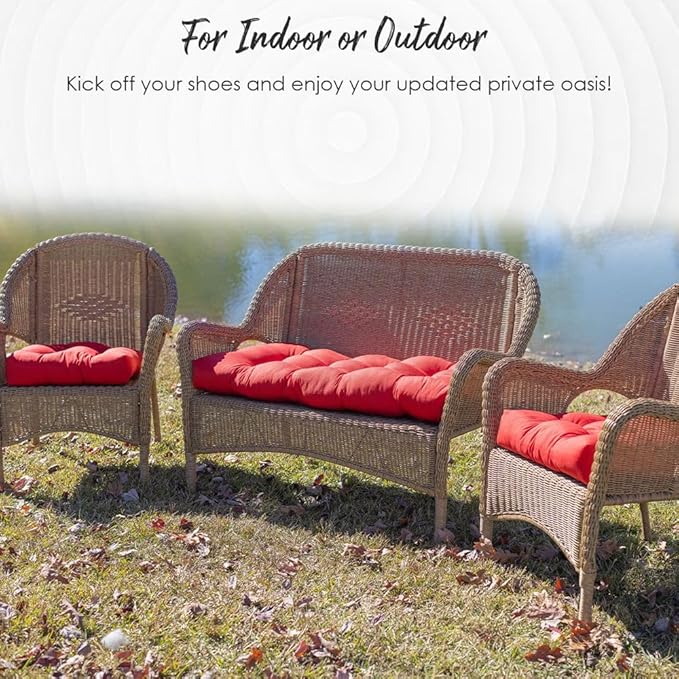 RSH DECOR: Tufted U-Shapes & Lumbars 2 of Each | 19” x 19” & 20" x 12" | Water-Resistant Spun Fabric | Outdoor Wicker Cushions & Support Pillows for Patio Furniture | Artistic Floral