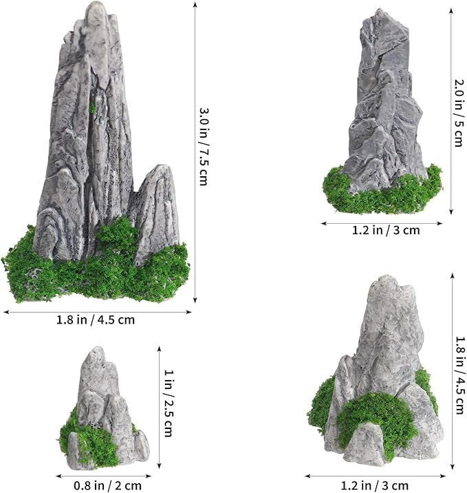 NOLITOY Simulated Rockery Ornaments Set of 8 - Realistic Miniature Garden Decor for Bonsai Home and Office Decoration Perfect for Micro Landscapes