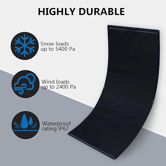 Flexible Solar Panel 300W /2PCS 150W Fiberglass Monocrystalline Lightweight Module for Off-Grid RV Boat Van Cabin Uneven Surfaces 12V/24V Battery Charge (300W Solar Panel)