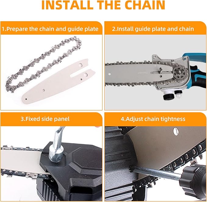 6 Inch Chainsaw Chain and Guide Bar, Replacement Chain Saw Bar and Chains for 6 inch Mini Cordless Electric Portable Handheld Chainsaw for Wood Cutting (4 Chains + 1 Bar)