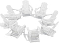 SERWALL Folding Adirondack Chair Set of 8, Reclining Adirondack Chair with 3 Recline Positions, All Weather HDPE Outdoor Adirondack, White