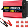 SUNWHEEL 1500W Pure Sine Wave Inverter, 12V DC to 110V/120V AC Power Inverter for RV、Microwave、Off Grid、Truck、Refrigerator with 2 AC outlets and LCD Display