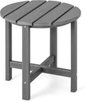 Tangkula Round Outdoor Side Table, 18 Inch Weather Resistant HDPE Adirondack Table, Outdoor Indoor Chairside End Tables, Patio Side Table for Lawn Garden Balcony Backyard, Easy Assembly (1, Gray)