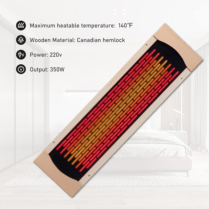 Full Far Infrared Carbon Fiber Glass Red Light Heater Tube, Infrared Sauna Heater Tube Sauna Accessories, 220V Heater, Infrared Suana Heating Element Tube for Wooden Indoor/Outdoor Sauna