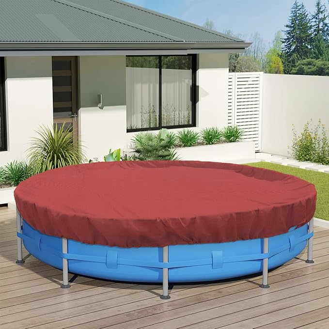 ECOOPTS 6 ft Round Pool Cover for Above Ground Pools, Swimming Pool Cover Protector Winter Safety Cover (Red)