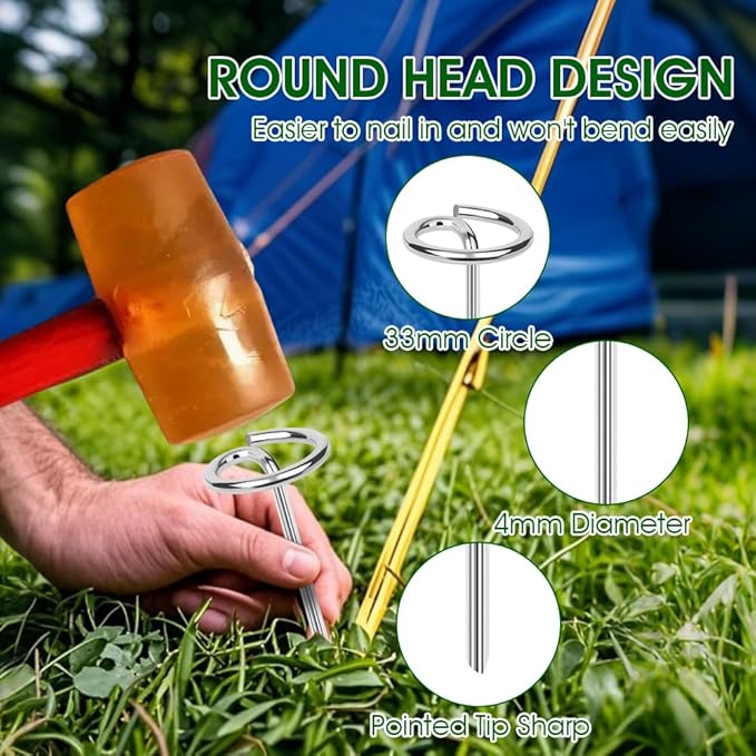 300pcs Landscape Fabric Pins, Bold 8 Gauge Galvanized Steel Garden Staples, Tent Stakes Landscape Fabric Staples Yard Stakes for Decoration Weed Barrier (6in X 300)