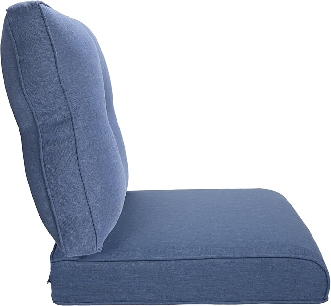 Pop 22x25/22x24 Outdoor Chair Cushions Set of 4 - Heavy Duty High Back Replacement Zippered Cushion for Patio Furniture Dining Rocking Chairs Loveseat L-Shape Sofa - Navy Blue/Button