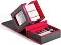 ZLCA MTG Commander Deck Box with Display Window, Deck Box Holds 100 Double-Sleeved with Dice Tray & 35pt Magnetic Card Holder（Black& Red）