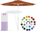 Midtown Umbrellas The Swilt 8 Feet Patio Umbrella in Terylast Terracotta (Dark Orange) Polyester Fabric - Fiberglass Ribs, Auto-Tilt Aluminum Frame For Backyard, Deck, Garden, Pool - White Pole
