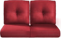 Pop 22x25/22x24 Outdoor Seat Cushions Set of 2 - Comfortable High Back Water-Resistant Patio Wicker Chairs Cushion for Rattan Dining Rocker Glider Loveseat Couch Sectional Sofa - Red/Button