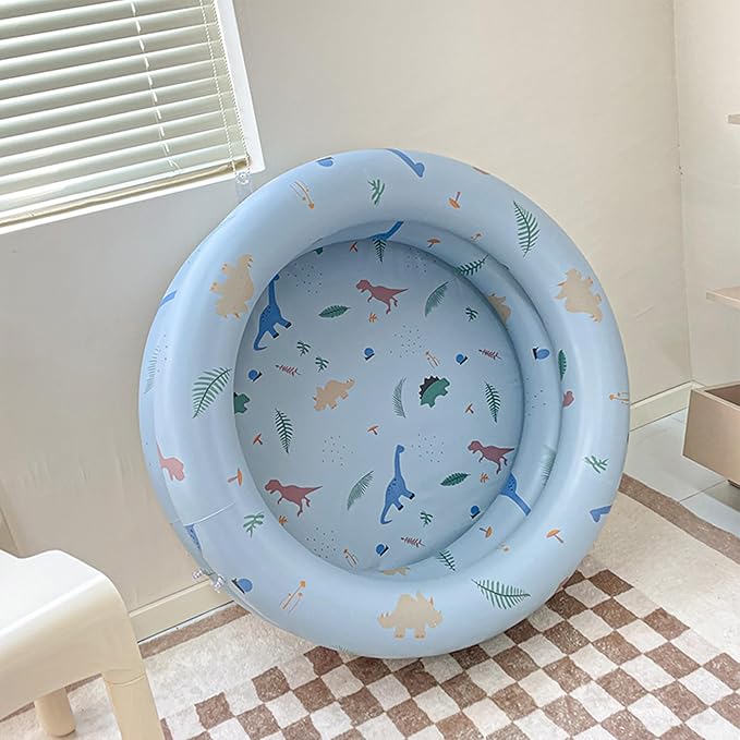 Inflatable Baby Retro Swimming Pool Family Cute Style Thickened Water Pool for Kids Indoor Outdoor Play (Blue)
