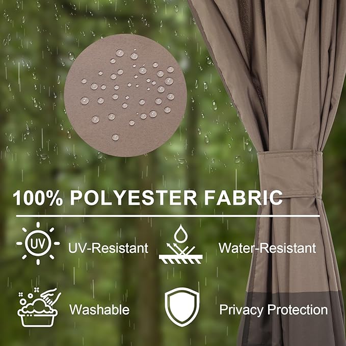 BPS 10' x 12' Gazebo Curtain Privacy 4-Panel Sidewall Outdoor Replacement Shade (Only Curtain)