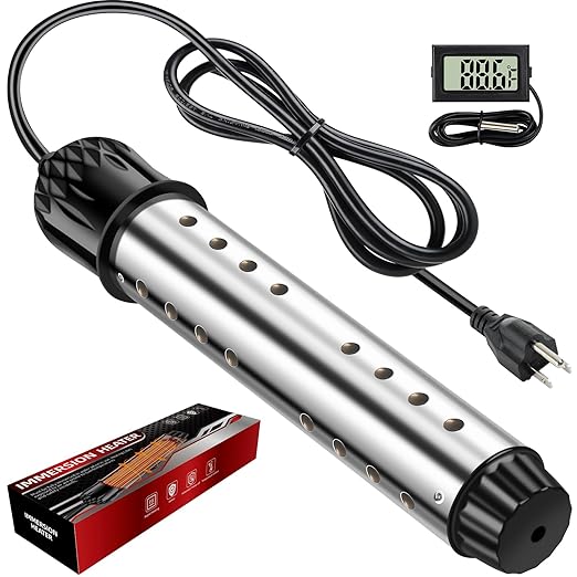 Portable Water Heater 2000W, Pool Heater - Immersion Heater with Digital Thermometer, Upgraded Magnesium Oxide Heating for Fast Heating, for Small Pools, Bathtubs, Buckets, Tanks