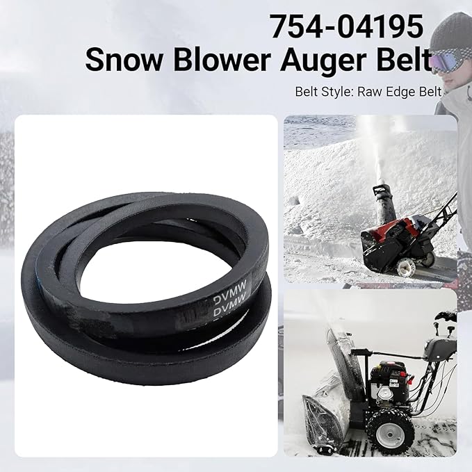 754-04195 954-04195A 1/2" x 37" Auger Drive Belt for Snow Throwers – Compatible with MTD, Troy-Bilt, Cub Cadet, Craftsman, Yard Man, Yard Machines Snow Blowers,Replaces 754-04195A 954-04195A（2/Pack）