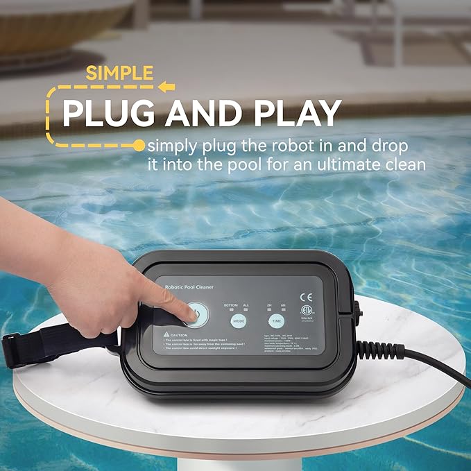 An Automatic Robot Swimming Pool Vacuum Cleaner with a Trolley, Featuring Wall-Climbing Function, 360 Degree Kink Free Patented Technology, Large Top-Mounted Filter Swimming Pool Cleaning Robot, 82 Ft
