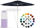 Midtown Umbrellas Push Pop Sunbrella Umbrella 8 Feet Outdoor Umbrella in Canvas Natural Acrylic Fabric - Patio, Backyard, Garden, Picnic Table & Pool - Black Pole