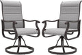 Amopatio Padded Patio Swivel Chairs Set of 2, Outdoor Dining Chairs with Ultra Soft Textilene High Back Seat & Metal Rocker Frame, for Backyard Deck Lawn Garden, Light Gray