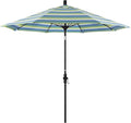 California Umbrella 9' Round Aluminum Pole Fiberglass Rib Market Umbrella, Crank Lift, Collar Tilt, Black Pole, Sunbrella Spectrum Mist